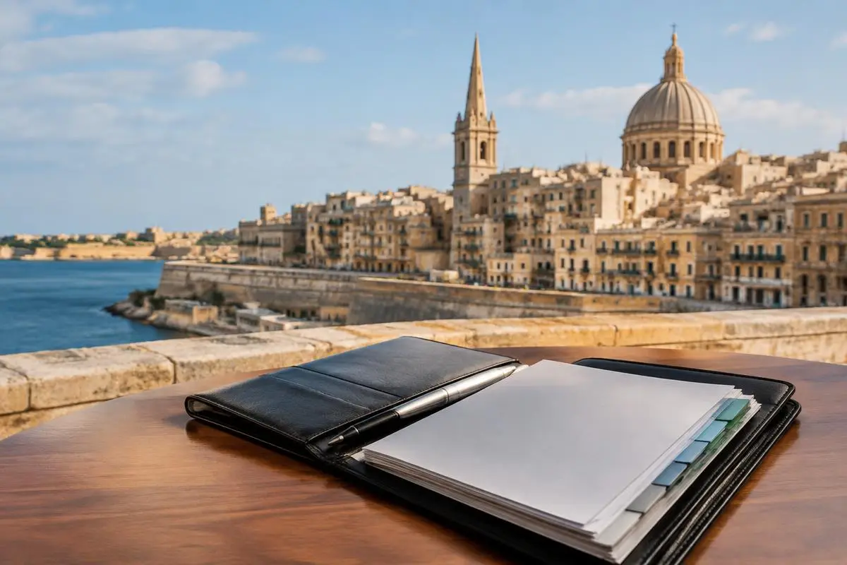 Case folder overlooking a Maltese waterfront