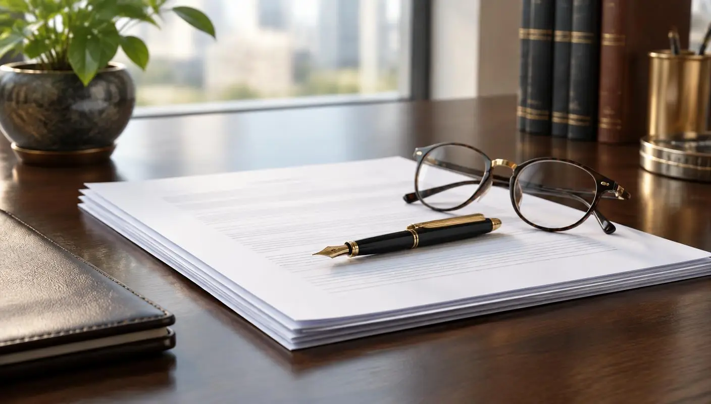 Legal documents and reading glasses