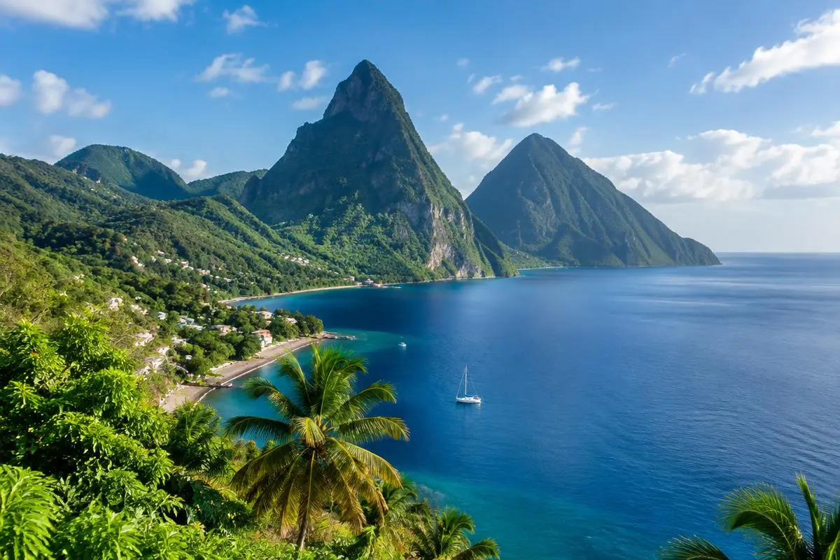 Green coastline in Saint Lucia