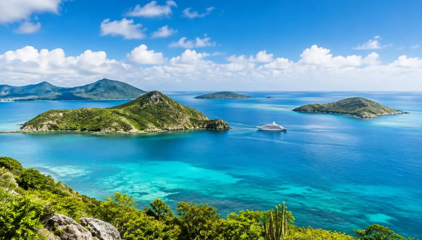 Quiet Caribbean islands and clear coastal water