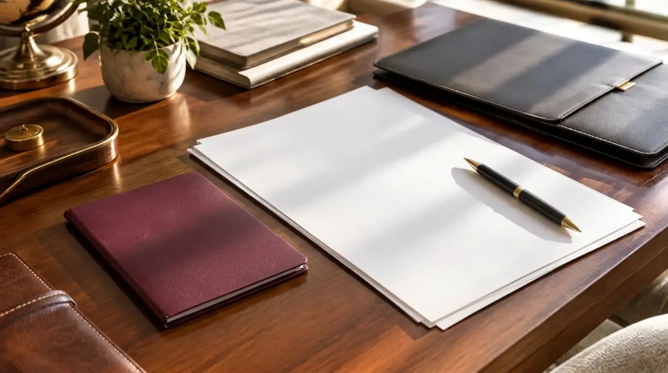 Travel planning documents on a desk